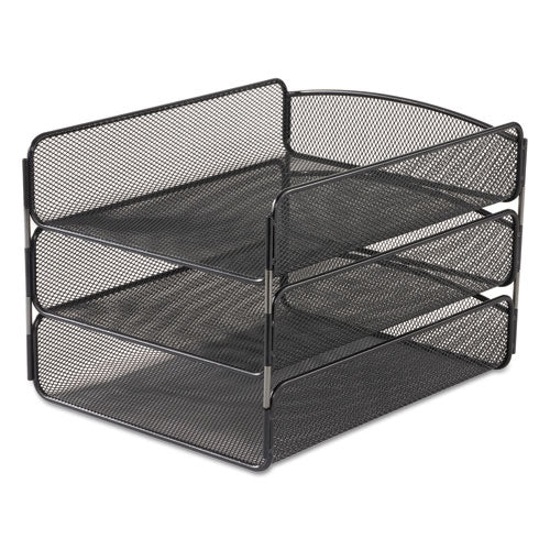 Image of Safco® 3271BL Onyx Desk Tray, 3 Sections, Letter Size Files, 9.25" X 11.75" X 8", Black