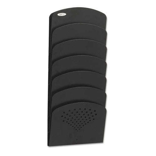 Image of Safco® 3185BL Steel Wall Rack, 7 Sections, Letter/Legal Size, 9.5" x 2" x 21.75", Black