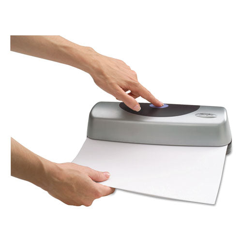Image of Swingline® A7074515 15-Sheet Electric/battery Portable Desktop Punch, Three-Holes, 9/32" Holes, Silver/black