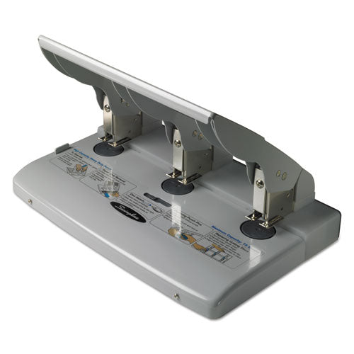 Image of Swingline® A7074550C 75-Sheet Heavy-Duty High-Capacity Three-Hole Adjustable Punch, 9/32" Holes, Putty/gray