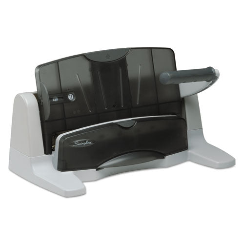 Image of Swingline® A7074357B 40-Sheet Lighttouch Heavy-Duty Two- To Seven-Hole Punch, 9/32" Holes, Black/gray