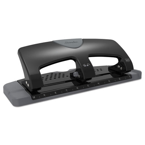 Image of Swingline® A7074133 20-Sheet Smarttouch Three-Hole Punch, 9/32" Holes, Black/gray