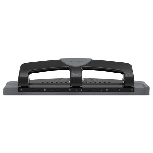 Image of Swingline® A7074134 12-Sheet Smarttouch Three-Hole Punch, 9/32" Holes, Black/gray