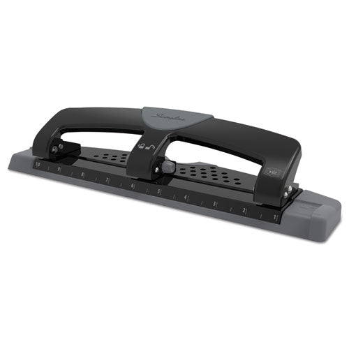 Image of Swingline® A7074134 12-Sheet Smarttouch Three-Hole Punch, 9/32" Holes, Black/gray