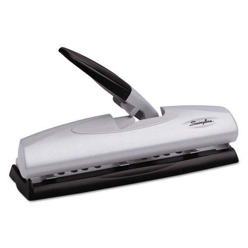 Image of Swingline® A7074030E 20-Sheet Lighttouch Desktop Two- To Seven-Hole Punch, 9/32" Holes, Silver/black