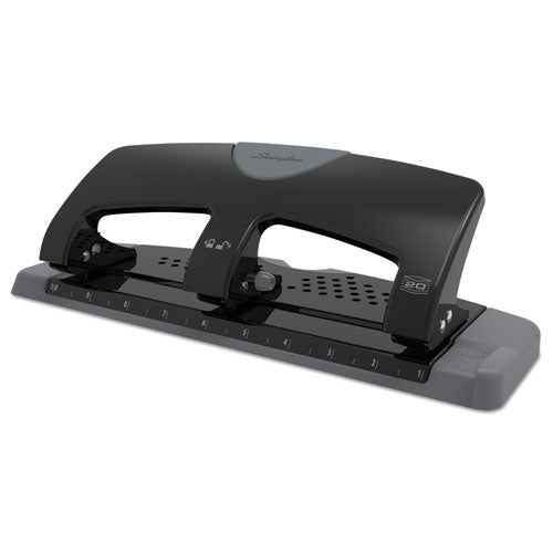 Image of Swingline® A7074133 20-Sheet Smarttouch Three-Hole Punch, 9/32" Holes, Black/gray