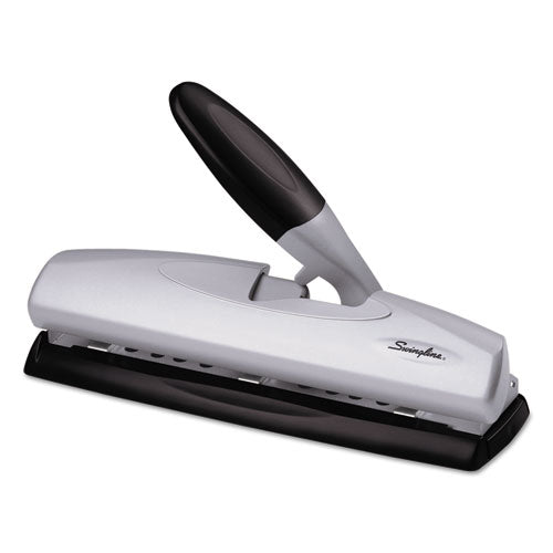 Image of Swingline® A7074030E 20-Sheet Lighttouch Desktop Two- To Seven-Hole Punch, 9/32" Holes, Silver/black