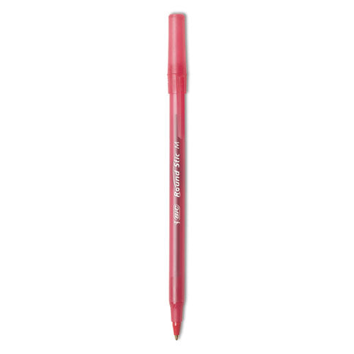 Image of BIC® GSM11 RED Round Stic Xtra Life Ballpoint Pen, Stick, Medium 1 Mm, Red Ink, Translucent Red Barrel, Dozen