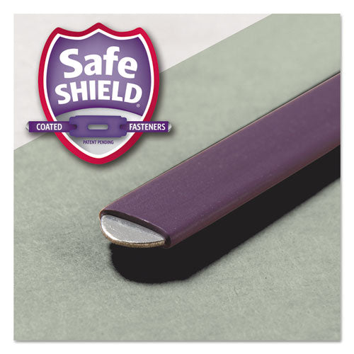 Image of Smead 26820 End Tab Pressboard Classification Folders, Expands 3", 3 Dividers, 8 SafeSHIELD Fasteners, Letter Size, Gray-Green, 10/Box