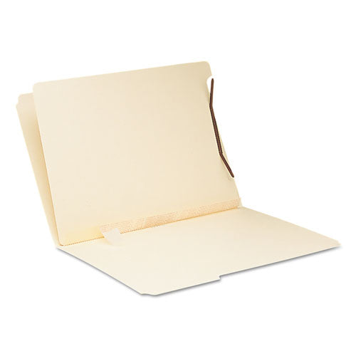 Image of Smead 68027 Self-Adhesive Folder Dividers for Top/End Tab Folders, 2 Fasteners, Letter Size, Manila, 100/Box