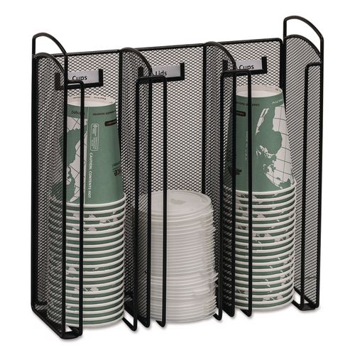 Image of Safco® 3292BL Onyx Breakroom Organizers, 3 Compartments, 12.75 x 4.5 x 13.25, Steel Mesh, Black