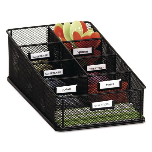 Image of Safco® 3291BL Onyx Breakroom Organizers, 7 Compartments, 16 x 8.5 x 5.25, Steel Mesh, Black