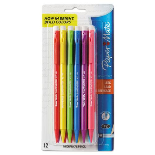 Image of Paper Mate® 1898483C Sharpwriter Mechanical Pencil, 0.7 mm, F (#2.5), Black Lead, Assorted Barrel Colors, Dozen