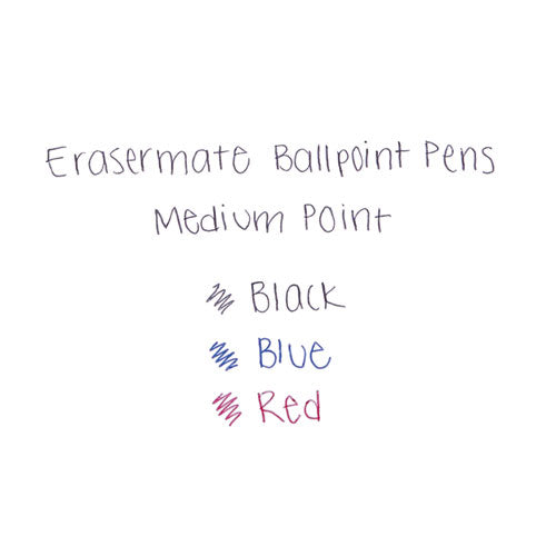 Image of Paper Mate® 3920158 Eraser Mate Ballpoint Pen, Stick, Medium 1 Mm, Red Ink, Red Barrel, Dozen