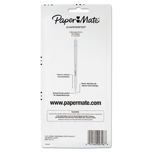 Image of Paper Mate® 1898483C Sharpwriter Mechanical Pencil, 0.7 mm, F (#2.5), Black Lead, Assorted Barrel Colors, Dozen