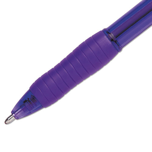 Image of Paper Mate® 35830 Profile Ballpoint Pen, Retractable, Bold 1.4 mm, Purple Ink, Translucent Purple Barrel, Dozen