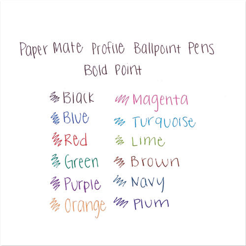 Image of Paper Mate® 35830 Profile Ballpoint Pen, Retractable, Bold 1.4 mm, Purple Ink, Translucent Purple Barrel, Dozen