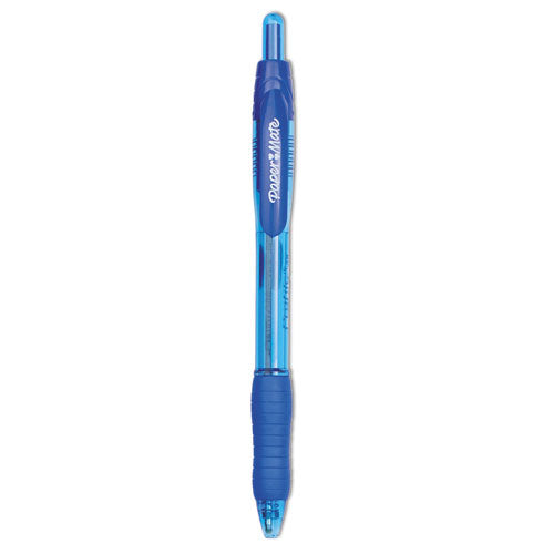 Image of Paper Mate® 89466A Profile Ballpoint Pen, Retractable, Bold 1.4 mm, Blue Ink, Translucent Blue Barrel, Dozen