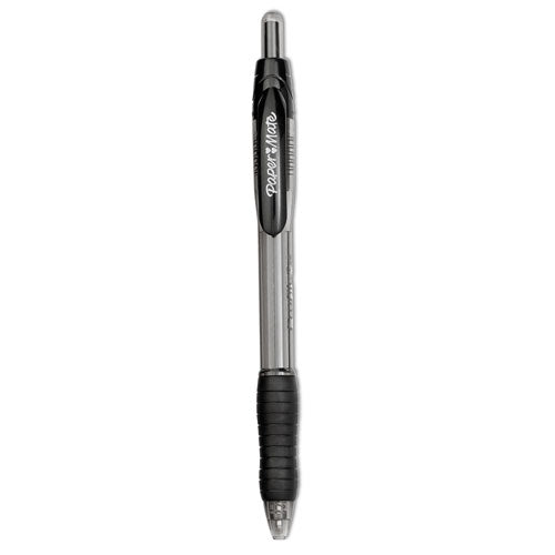 Image of Paper Mate® 89465A Profile Ballpoint Pen, Retractable, Bold 1.4 mm, Black Ink, Translucent Black Barrel, Dozen