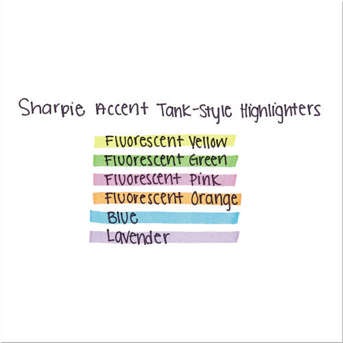 Image of Sharpie® 25164PP Tank Style Highlighters, Fluorescent Yellow Ink, Chisel Tip, Yellow Barrel, 4/set