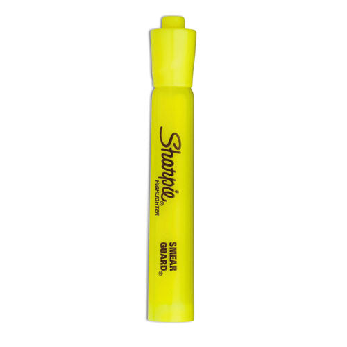 Image of Sharpie® 25164PP Tank Style Highlighters, Fluorescent Yellow Ink, Chisel Tip, Yellow Barrel, 4/set