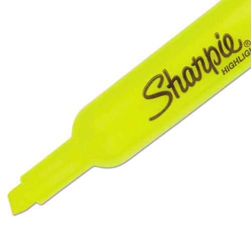 Image of Sharpie® 25164PP Tank Style Highlighters, Fluorescent Yellow Ink, Chisel Tip, Yellow Barrel, 4/set
