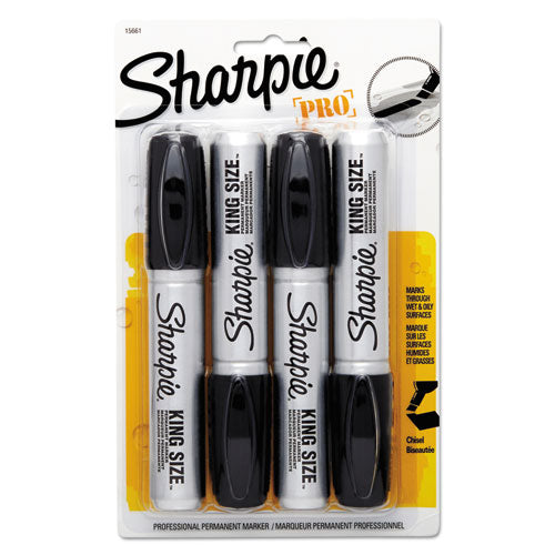 Image of Sharpie® 15661PP King Size Permanent Marker, Broad Chisel Tip, Black, 4/pack