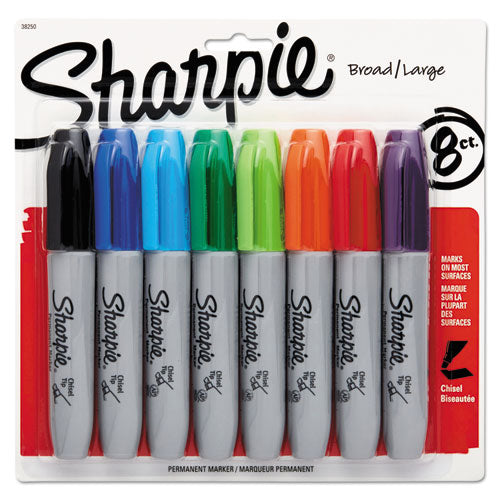 Image of Sharpie® 38250PPA Chisel Tip Permanent Marker, Medium Chisel Tip, Assorted Colors, 8/set