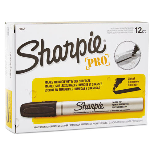 Image of Sharpie® 1794224 Durable Metal Barrel Permanent Marker, Broad Chisel Tip, Black
