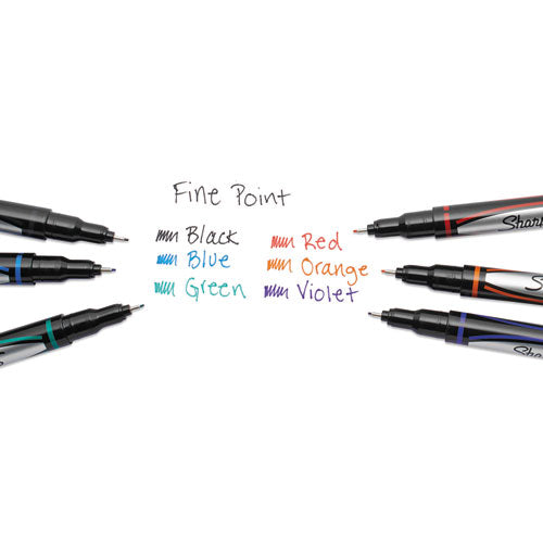Image of Sharpie® 1742664 Water-Resistant Ink Porous Point Pen, Stick, Fine 0.4 mm, Blue Ink, Black/Blue Barrel, Dozen