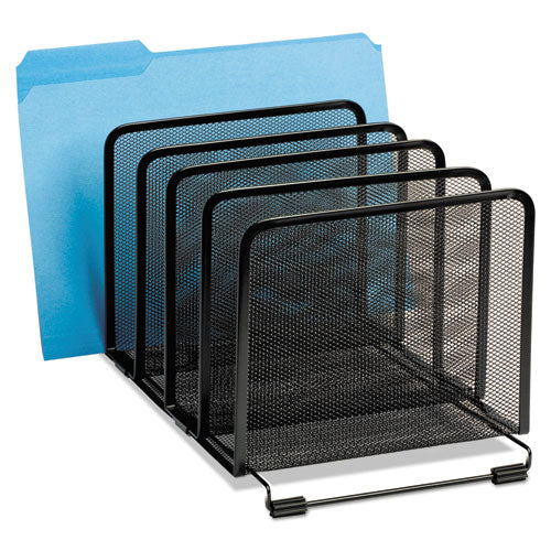 Image of Rolodex 22141 Mesh Stacking Sorter, 5 Sections, Letter To Legal Size Files, 8.25" X 14.38" X 7.88", Black