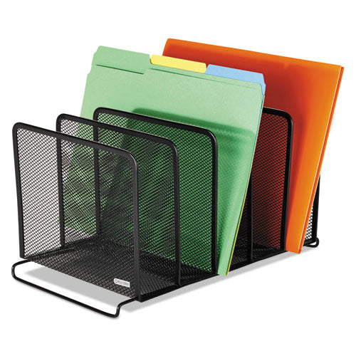 Image of Rolodex 22141 Mesh Stacking Sorter, 5 Sections, Letter To Legal Size Files, 8.25" X 14.38" X 7.88", Black