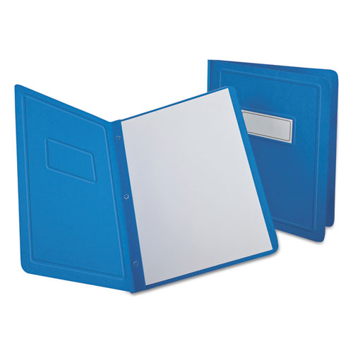 Image of Oxford 52501EE Title Panel And Border Front Report Cover, 3-Prong Fastener, Panel And Border Cover, 0.5" Cap, 8.5 X 11, Light Blue, 25/box