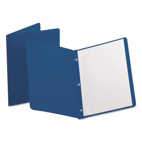 Image of Oxford 52538EE Title Panel And Border Front Report Cover, Three-Prong Fastener, 0.5" Capacity, Dark Blue/dark Blue, 25/box