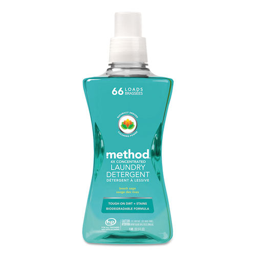 Image of Method® 01489 4x Concentrated Laundry Detergent, Beach Sage, 53.5 Oz Bottle, 4/carton