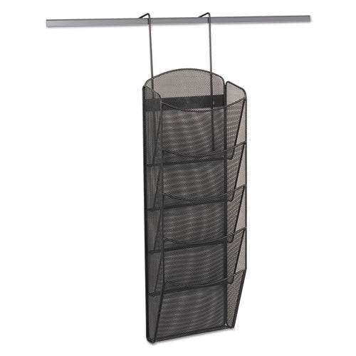 Image of Safco® 5578BL Onyx Mesh Literature Rack, Five Compartments, 10.25w X 3.5d X 28.33h, Black
