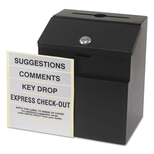Image of Safco® 4232BL Steel Suggestion/key Drop Box With Locking Top, 7 X 6 X 8.5, Black Powder Coat Finish