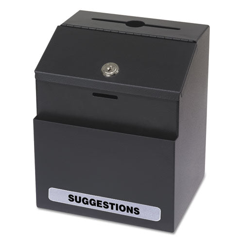 Image of Safco® 4232BL Steel Suggestion/key Drop Box With Locking Top, 7 X 6 X 8.5, Black Powder Coat Finish