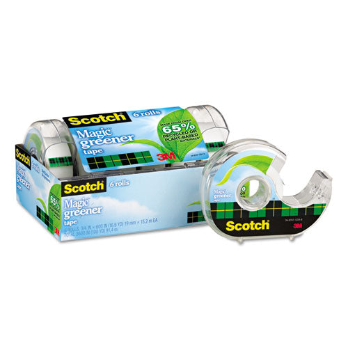 Image of Scotch® 6123 Magic Greener Tape With Dispenser, 1" Core, 0.75" X 50 Ft, Clear, 6/pack