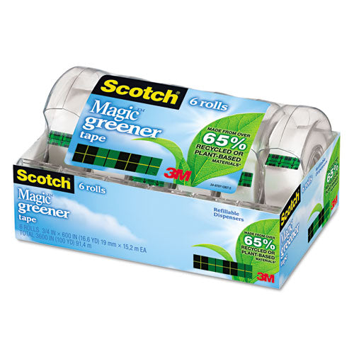 Image of Scotch® 6123 Magic Greener Tape With Dispenser, 1" Core, 0.75" X 50 Ft, Clear, 6/pack