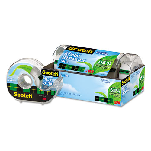 Image of Scotch® 6123 Magic Greener Tape With Dispenser, 1" Core, 0.75" X 50 Ft, Clear, 6/pack