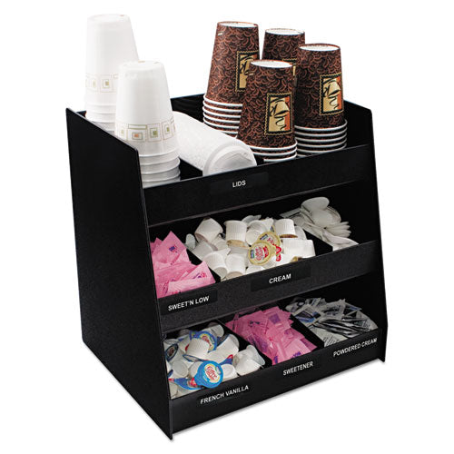 Image of Vertiflex® Commercial Grade VFC-1515 Vertical Condiment Organizer, 9 Compartments, 14.5 x 11.75 x 15, Black