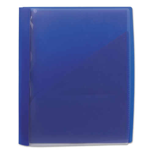 Image of Smead 86011 Clear Front Poly Report Cover, Double-Prong Fastener, 0.5" Capacity, 8.5 X 11, Clear/blue, 5/pack