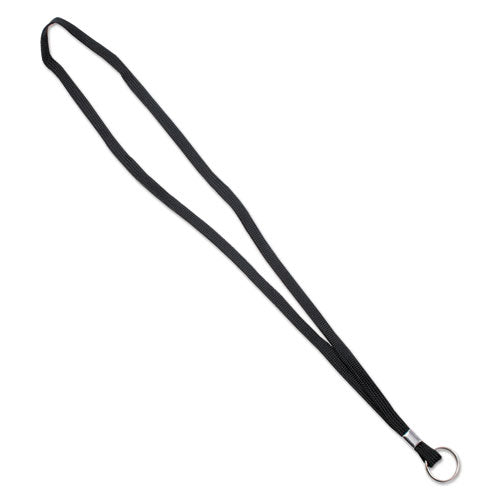 Image of Advantus 75423 Deluxe Lanyards, Metal Ring Fastener, 36" Long, Black, 24/Box