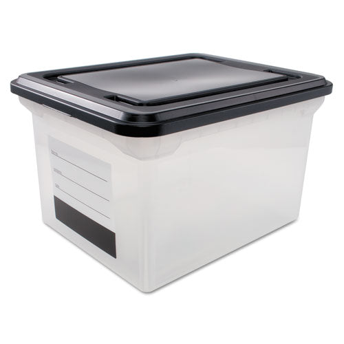 Image of Innovative Storage Designs File Tote With Contents Label, Letter/legal Files, 17.75" X 14" X 10.25", Clear/black
