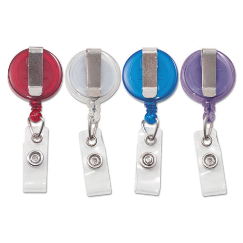 Image of Advantus 75464 Translucent Retractable ID Card Reel, 30" Extension, Assorted Colors, 4/Pack
