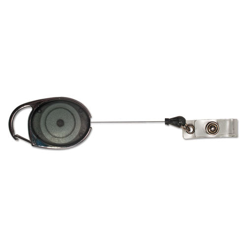 Image of Advantus 75551 Carabiner-Style Retractable Id Card Reel, 30" Extension, Smoke, 12/pack
