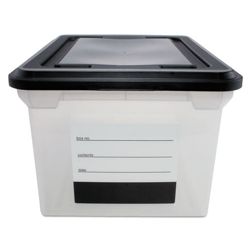 Image of Innovative Storage Designs File Tote With Contents Label, Letter/legal Files, 17.75" X 14" X 10.25", Clear/black
