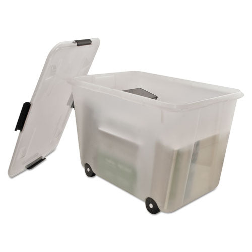 Image of Advantus 34009 Rolling 15-Gal. Storage Box, Letter/legal Files, 23.75" X 15.75" X 15.75", Clear
