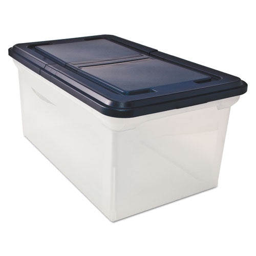 Image of Innovative Storage Designs 55797 Extra-Capacity 28" File Tote, Letter Files, 23.25" X 14.25" X 10.63", Clear/navy